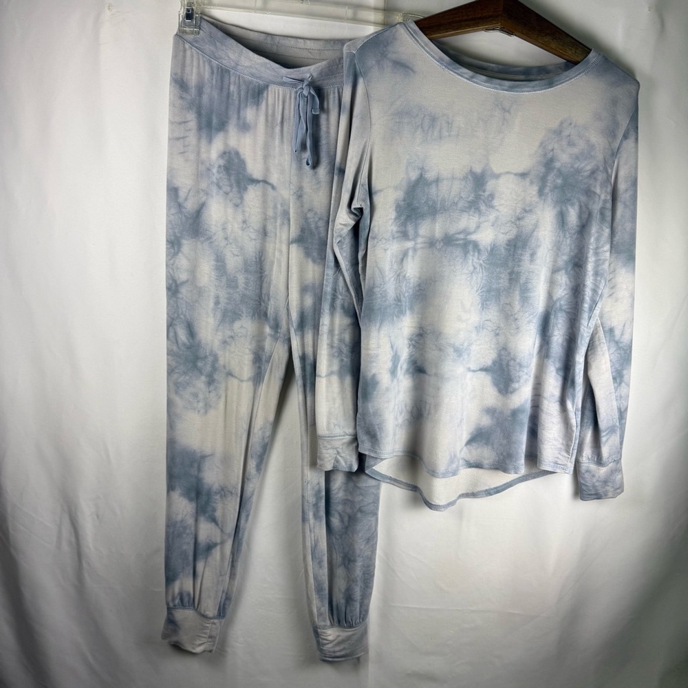 Blue and white pajama set